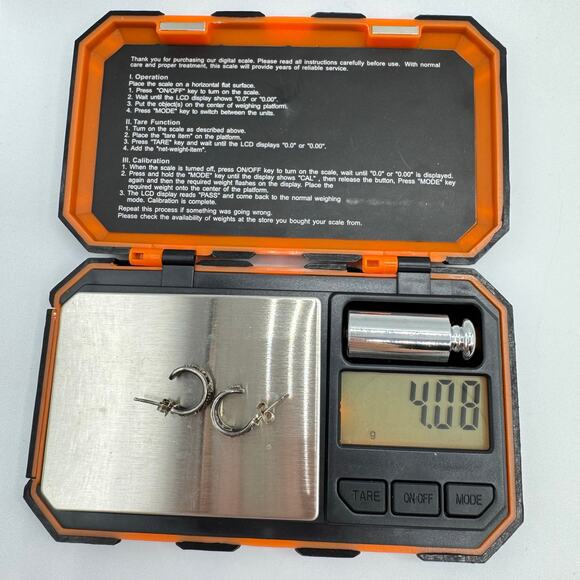 Vintage Silver Bali Style Scroll Beaded Wide Huggie Hoop Earrings Patina 4.08 G - Picture 10 of 15